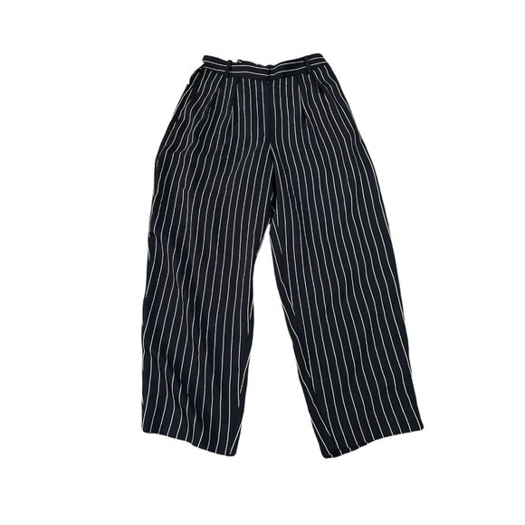 NWT Babaton 4 Navy Blue Striped Modesto Pants Pleated High Rise Cropped - Picture 2 of 3